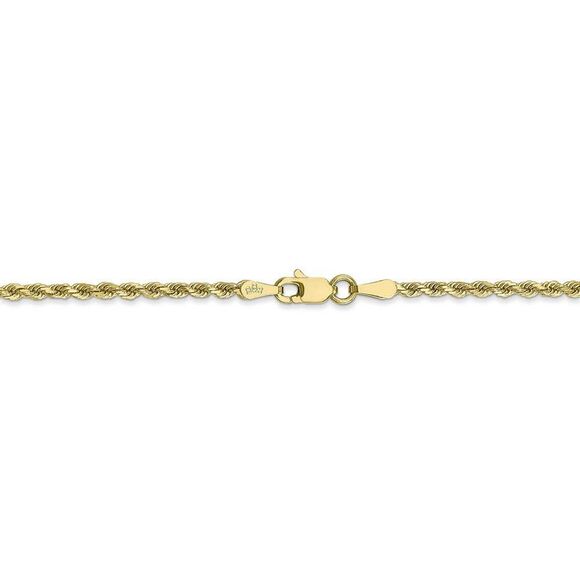 2mm 10k Yellow Gold Solid Diamond Cut Rope Chain Necklace, 24 Inch - Picture 4 of 8